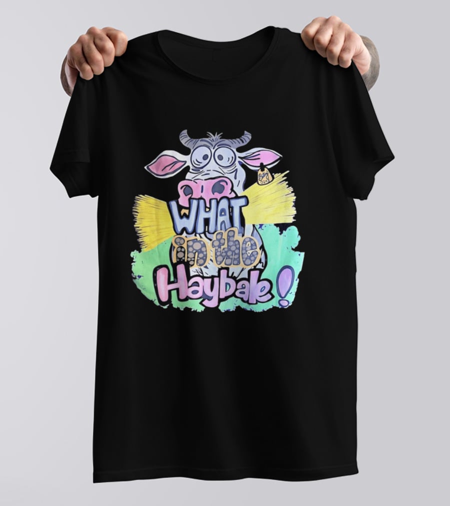 Funny Cow Cartoon What In The Haybale Expression T-Shirt