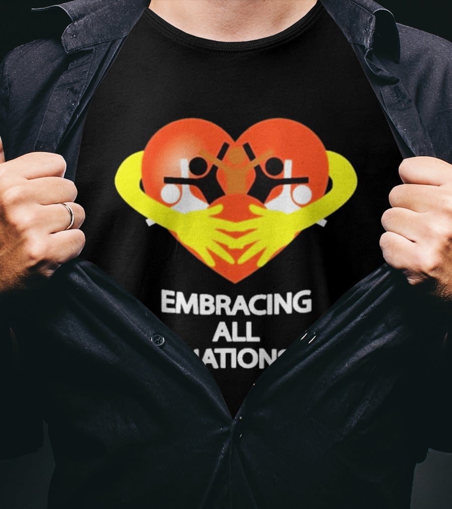 Embracing All Nations Heart With Unity And Yellow Arms T-Shirt