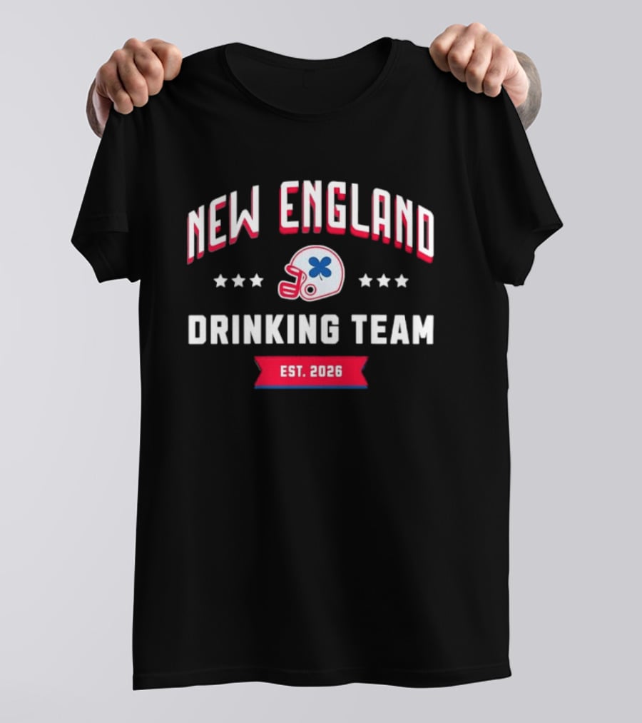 New England Drinking Team Est 2026 Football Helmet Four Stars T-Shirt