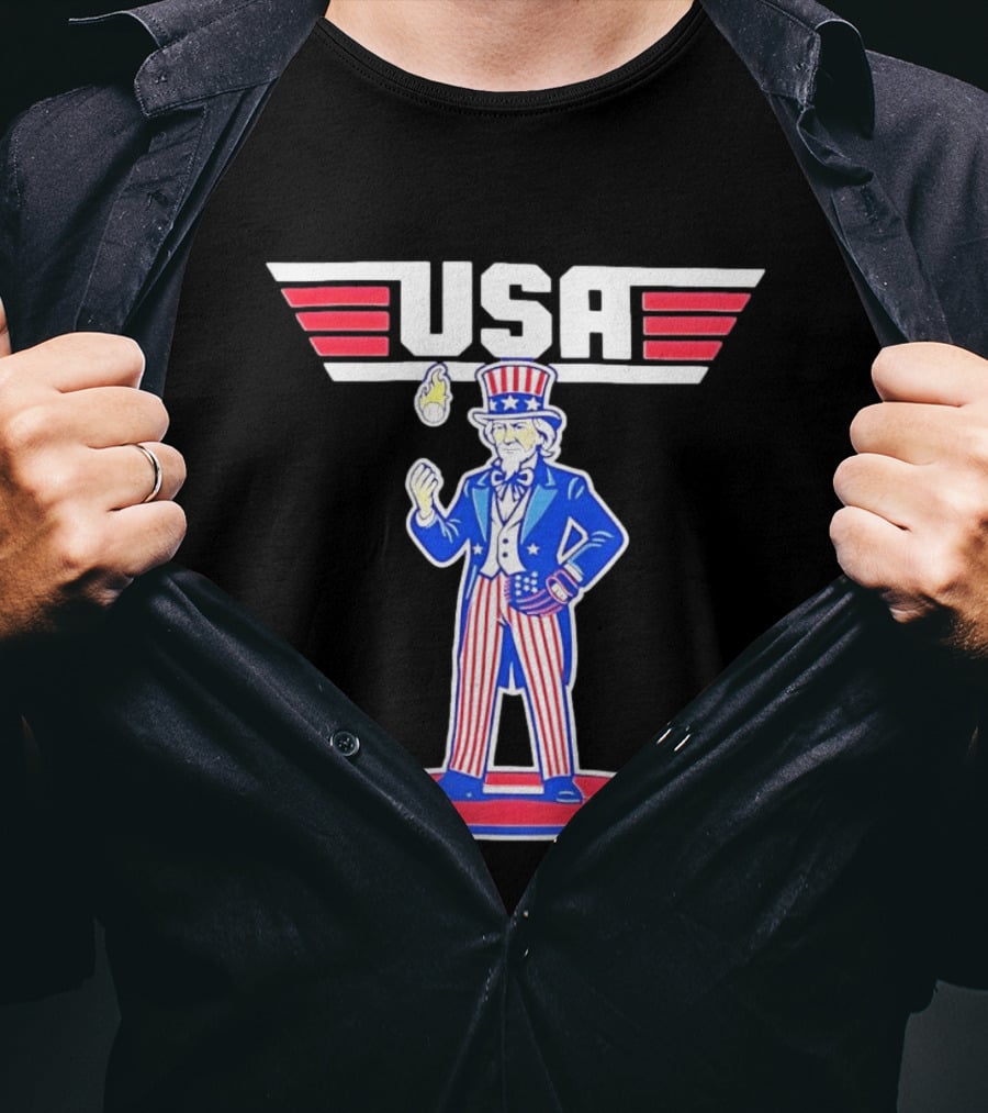 Uncle Sam USA Baseball Ace Patriotic Sports T-Shirt