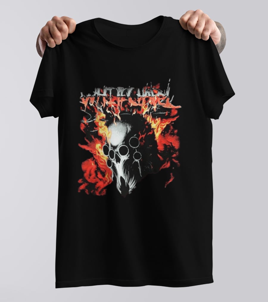 Whitechapel Inferno Skull Flames Grunge T-Shirt