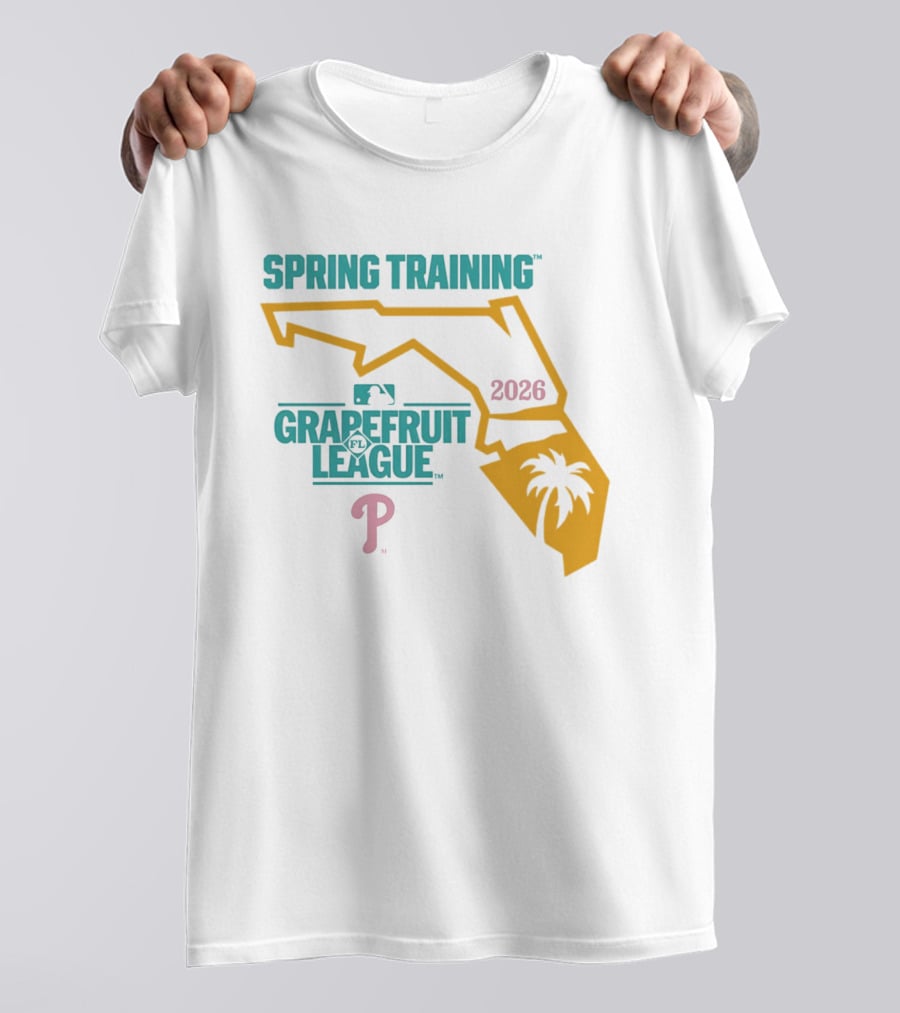 Philadelphia Phillies Grapefruit League Spring Training 2026 Florida Map Palm Tree MLB T-Shirt