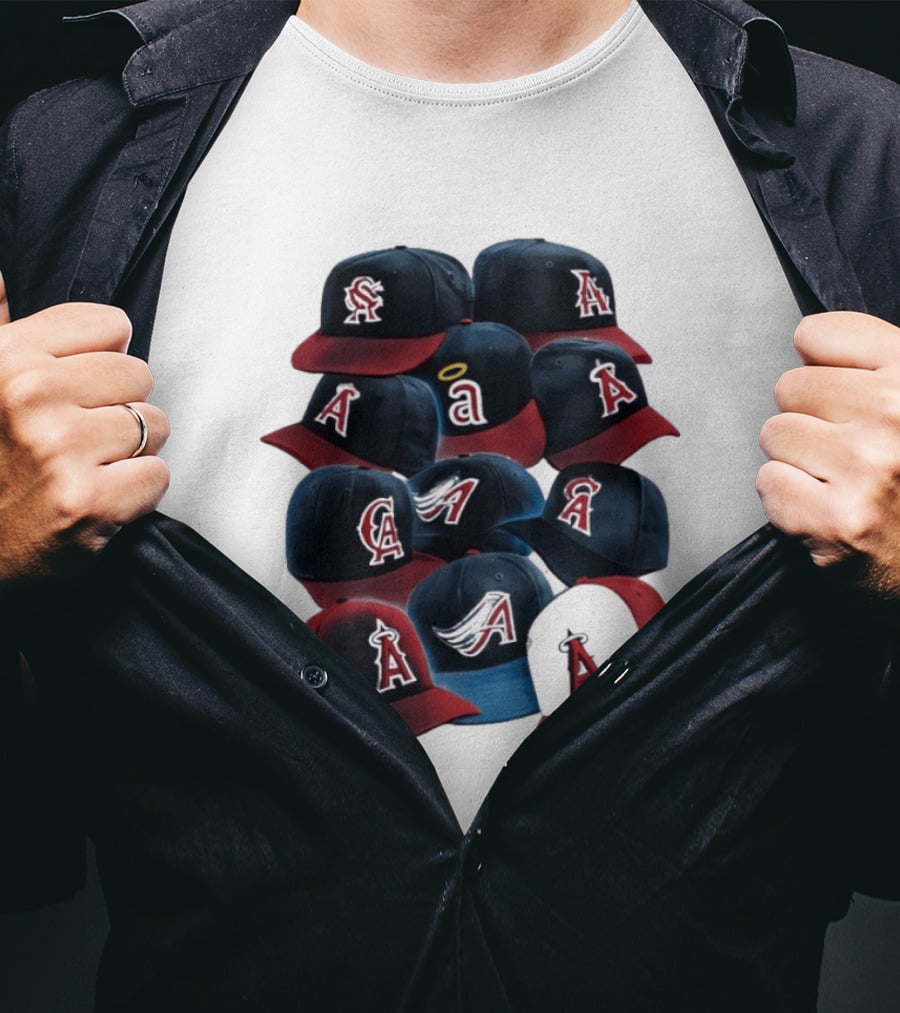 Stacked A Cap Collection With Angelic Halo And Stylized Wings T-Shirt