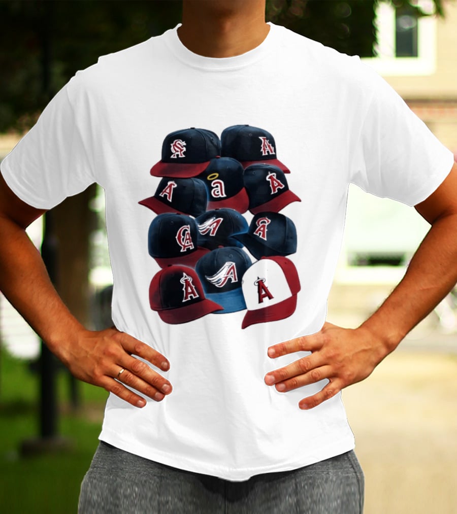 Stacked A Cap Collection With Angelic Halo And Stylized Wings T-Shirt