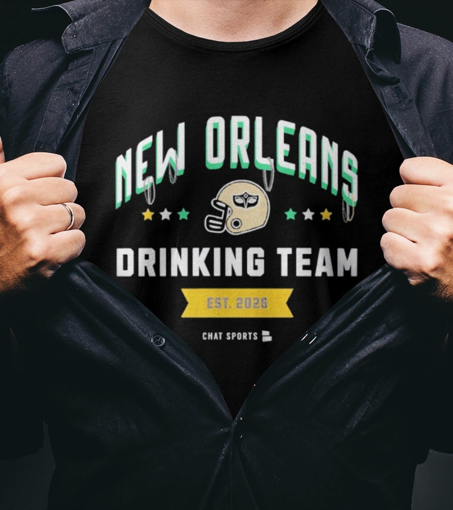 New Orleans Drinking Team Est 2020 Chat Sports Football Helmet Stars T-Shirt