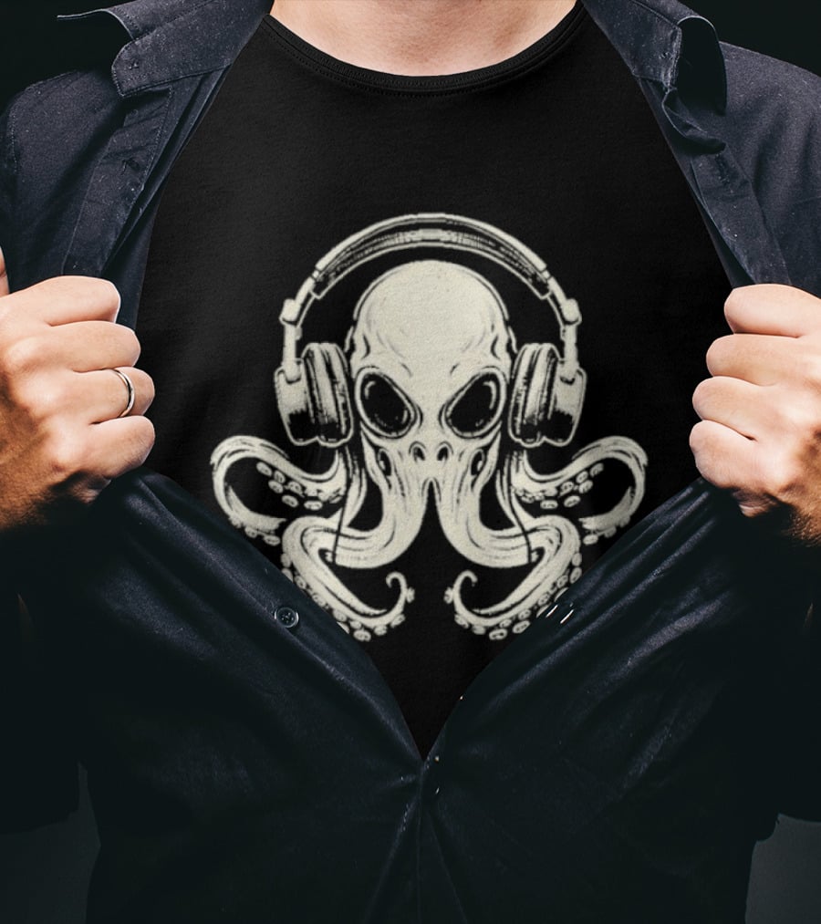 Octopus DJ Headphones Music T-Shirt