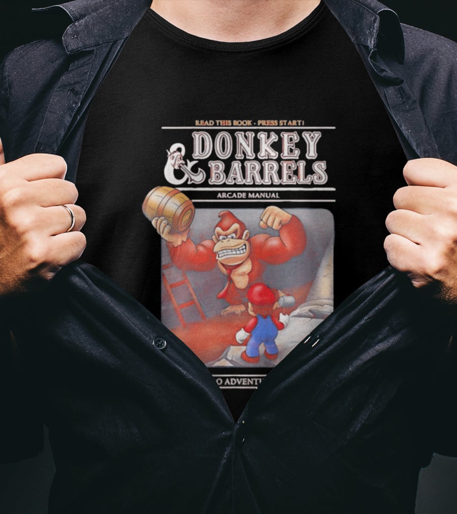 Read This Book Press Start Donkey And Barrels Arcade Manual Classic Video Game T-Shirt