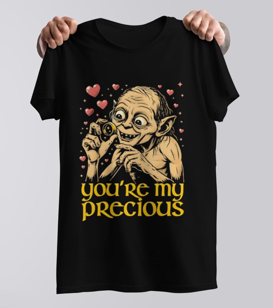 Gollum Holding Ring You're My Precious Hearts T-Shirt