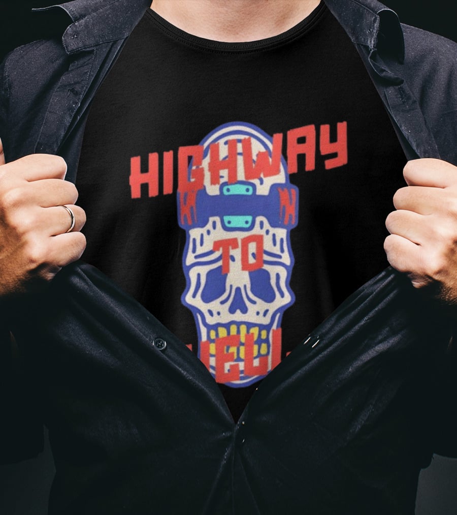 Skeleton Highway To Hell Skateboard Skull T-Shirt
