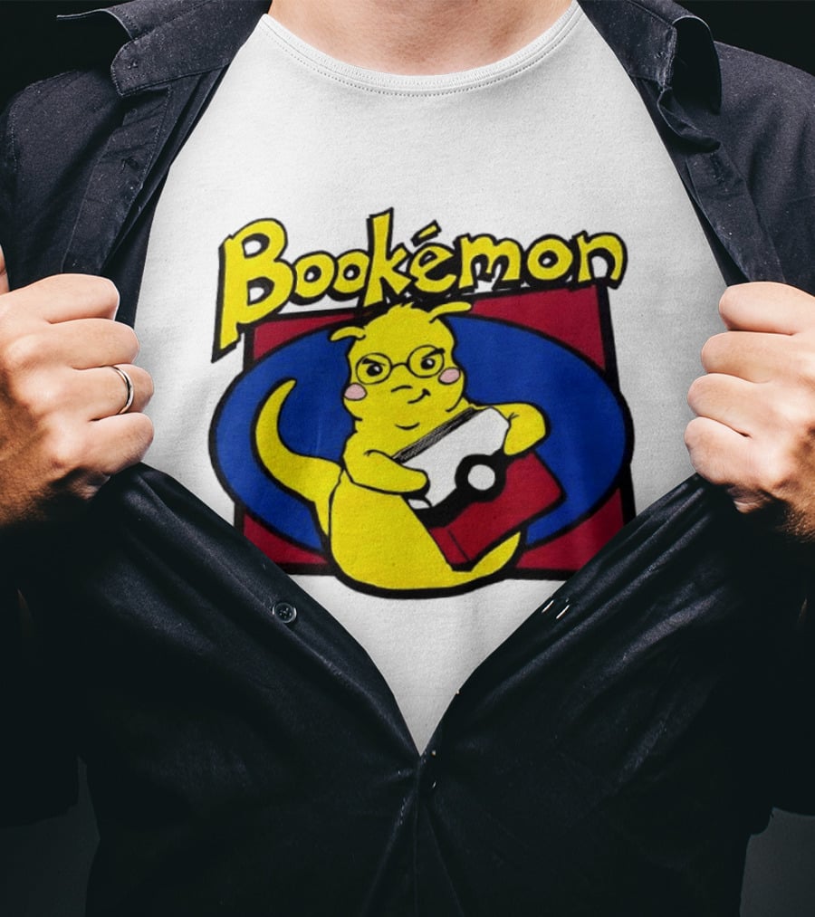 Bookemon Pikachu With Book And Pokeball T-Shirt