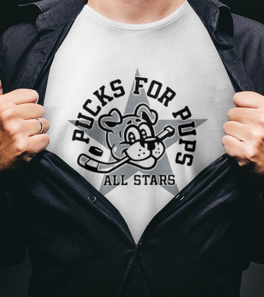Pucks For Pups All Stars Hockey Dog Star Team T-Shirt