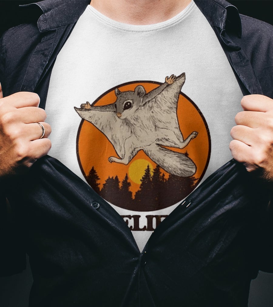 I Believe Flying Squirrel Sunset T-Shirt