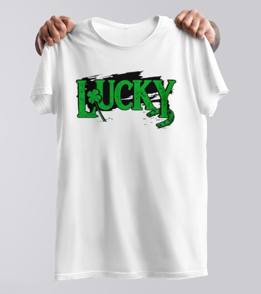 Lucky Green Horseshoe And Shamrock St. Patrick's Day T-Shirt