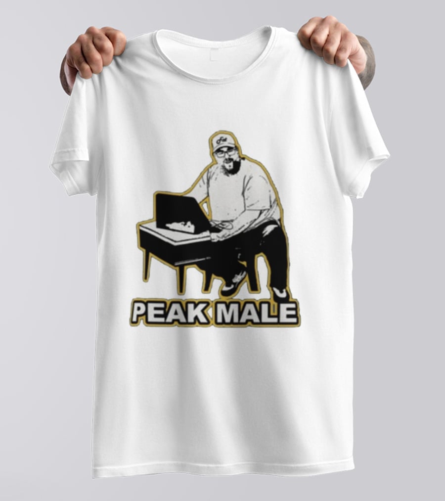 PEAK MALE Bearded Man Sitting At Desk Sketch T-Shirt