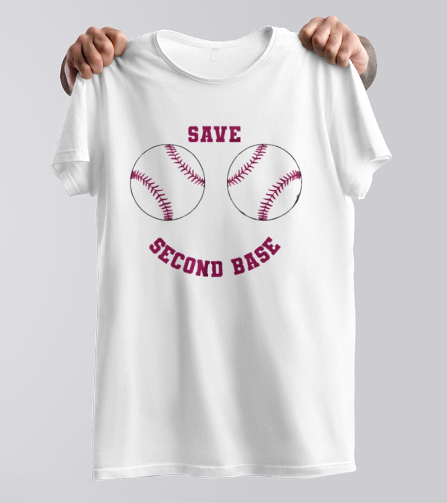 Save Second Base Breast Cancer Awareness Baseball T-Shirt