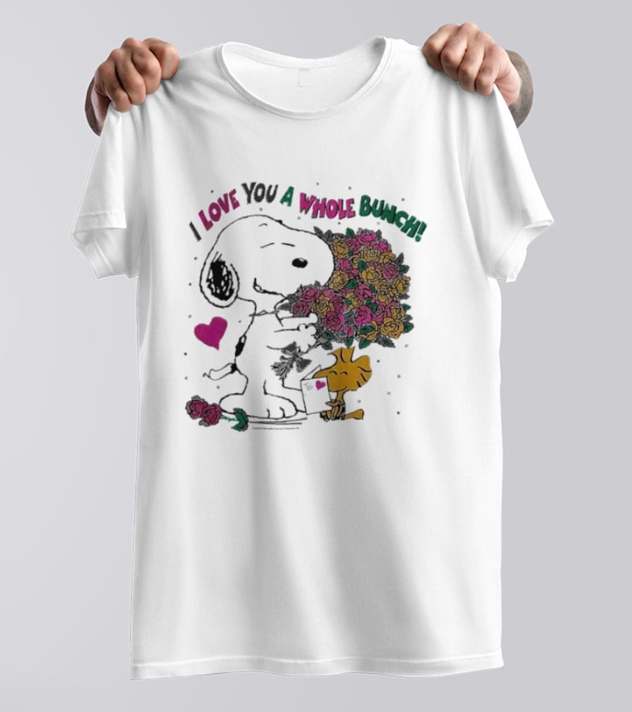 Snoopy I Love You A Whole Bunch Bouquet For Woodstock T-Shirt