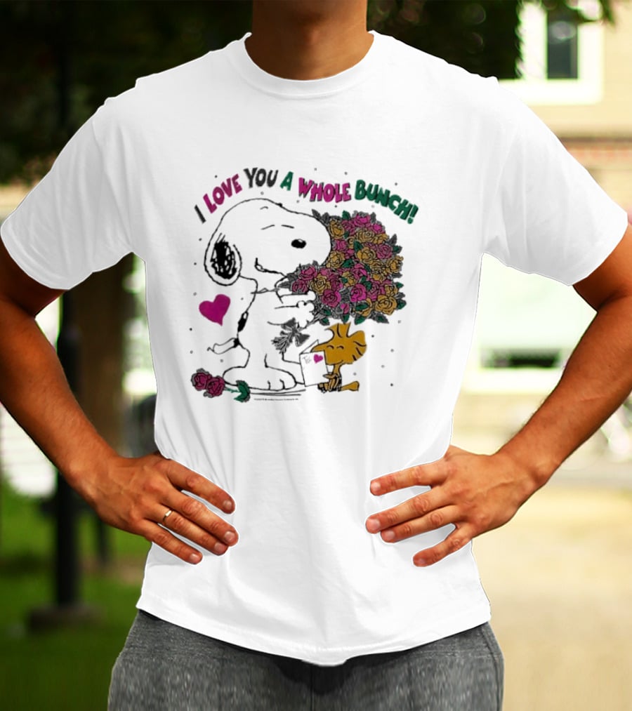 Snoopy I Love You A Whole Bunch Bouquet For Woodstock T-Shirt