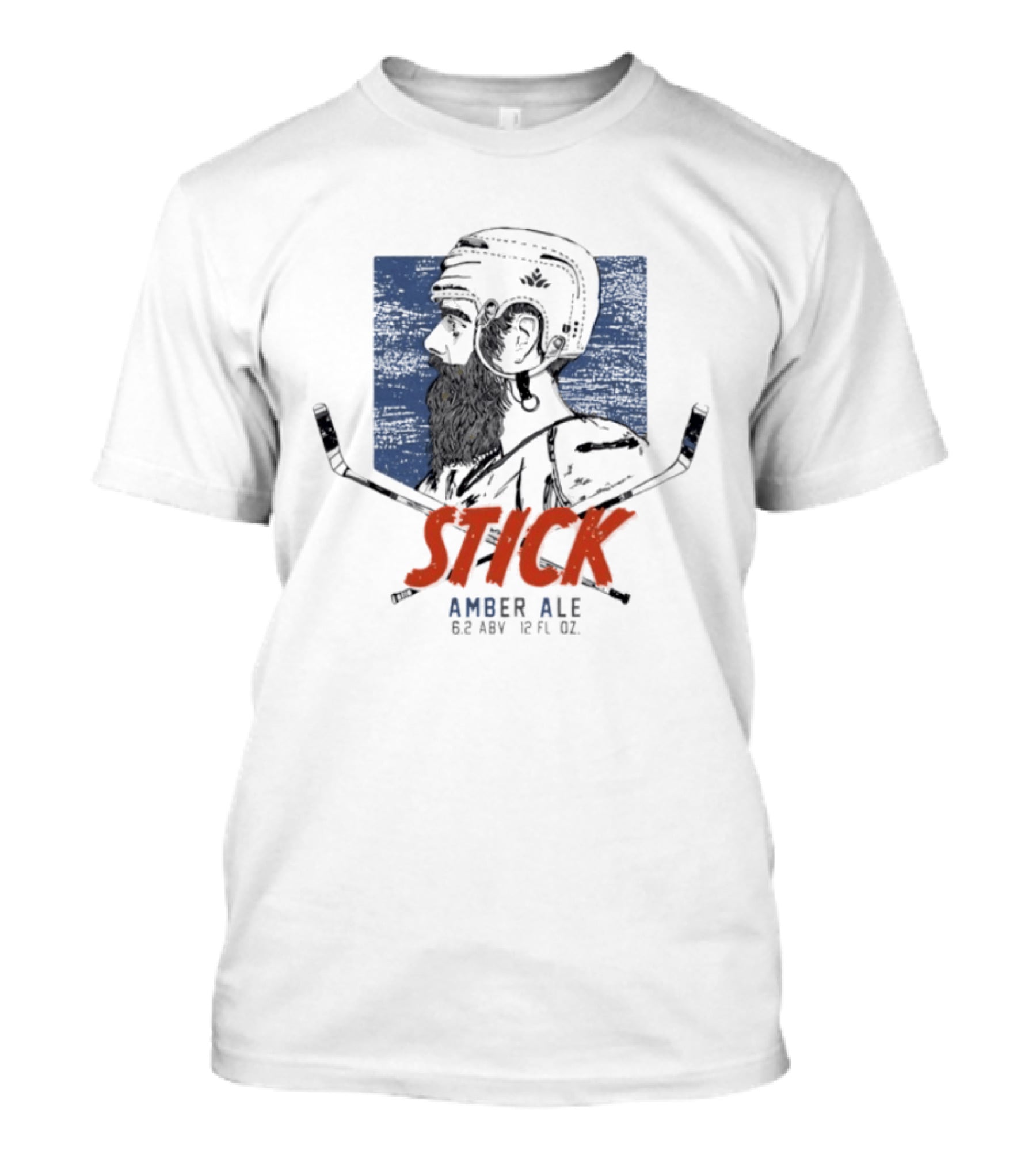 Stick Amber Ale 6.2 ABV 12 FL OZ Hockey And Beard T-Shirt