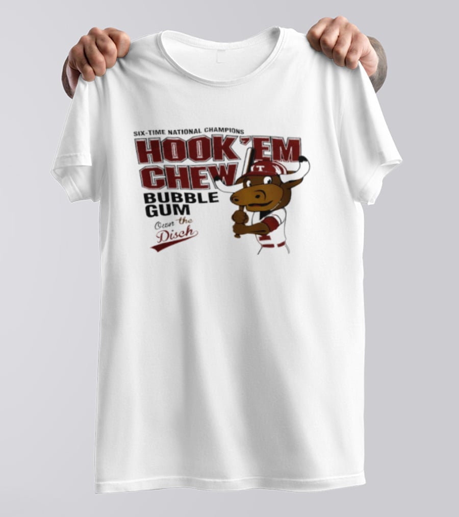 Texas Longhorns Hook 'Em Chew Bubble Gum Own The Disch Baseball T-Shirt