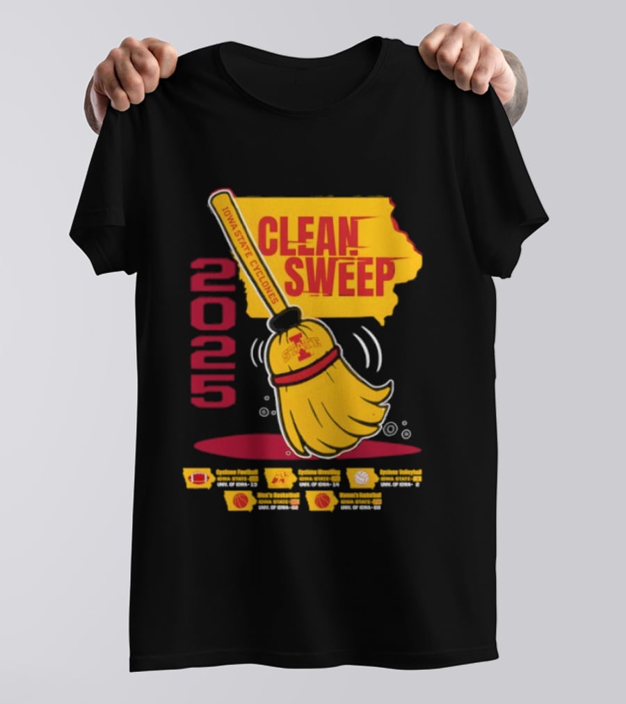 Iowa State Cyclones Clean Sweep 2025 Basketball Wrestling Volleyball Football T-Shirt