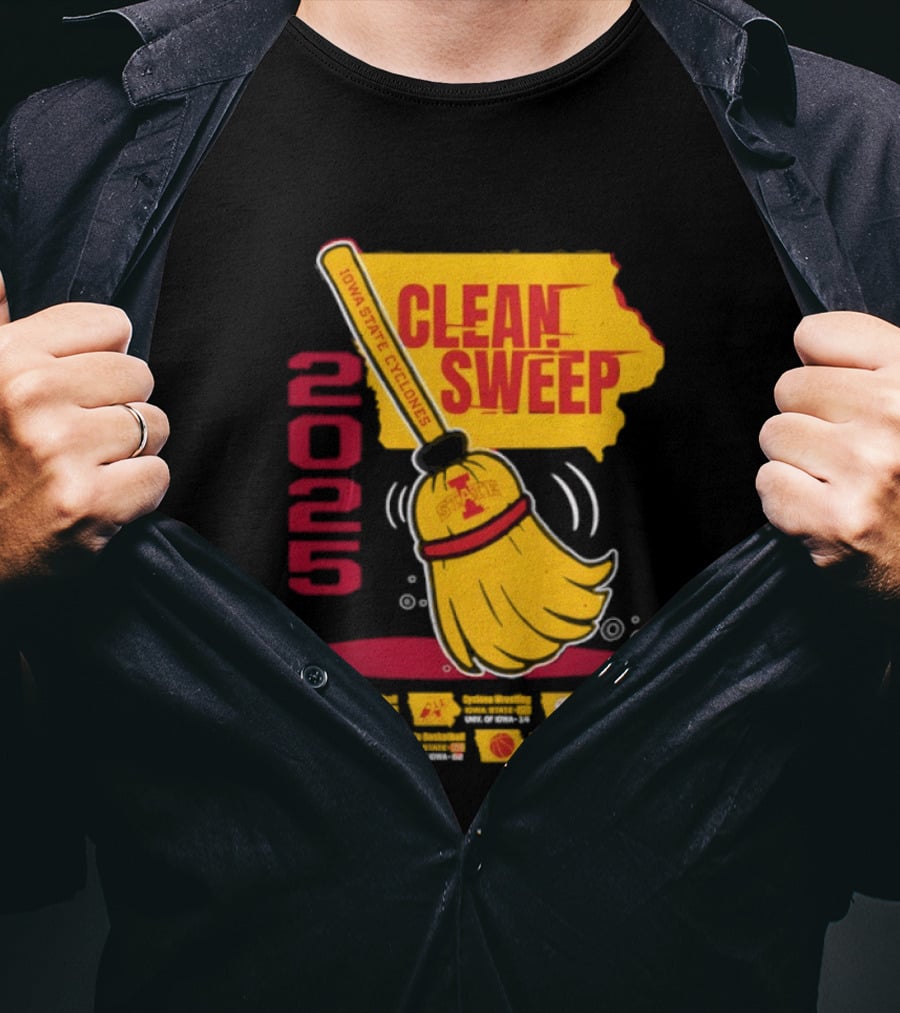 Iowa State Cyclones Clean Sweep 2025 Basketball Wrestling Volleyball Football T-Shirt
