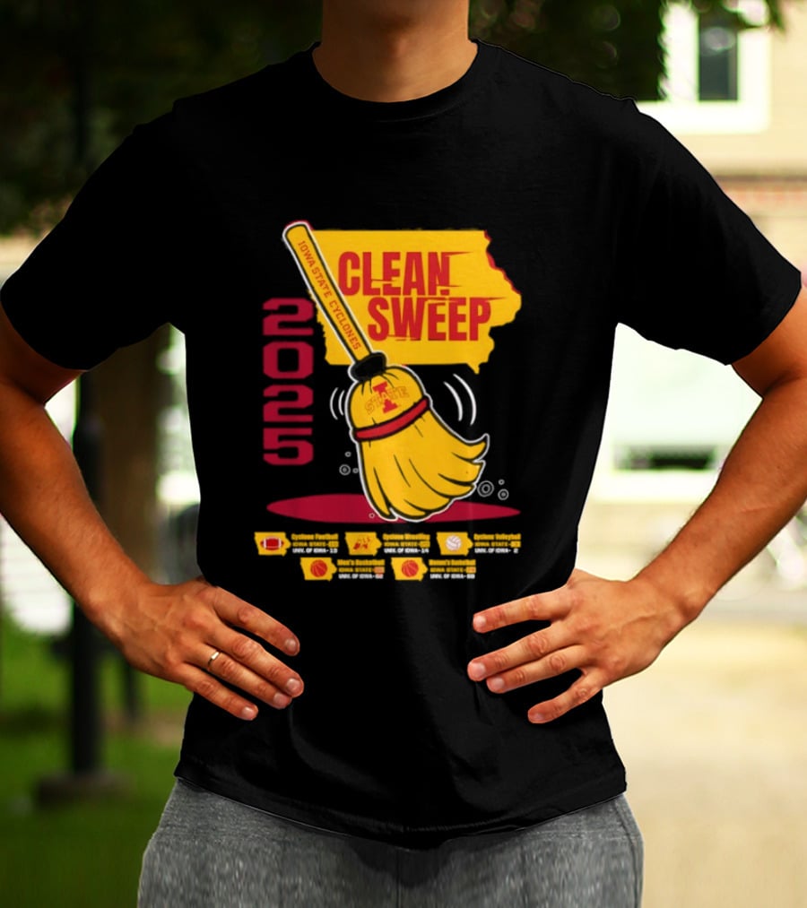 Iowa State Cyclones Clean Sweep 2025 Basketball Wrestling Volleyball Football T-Shirt