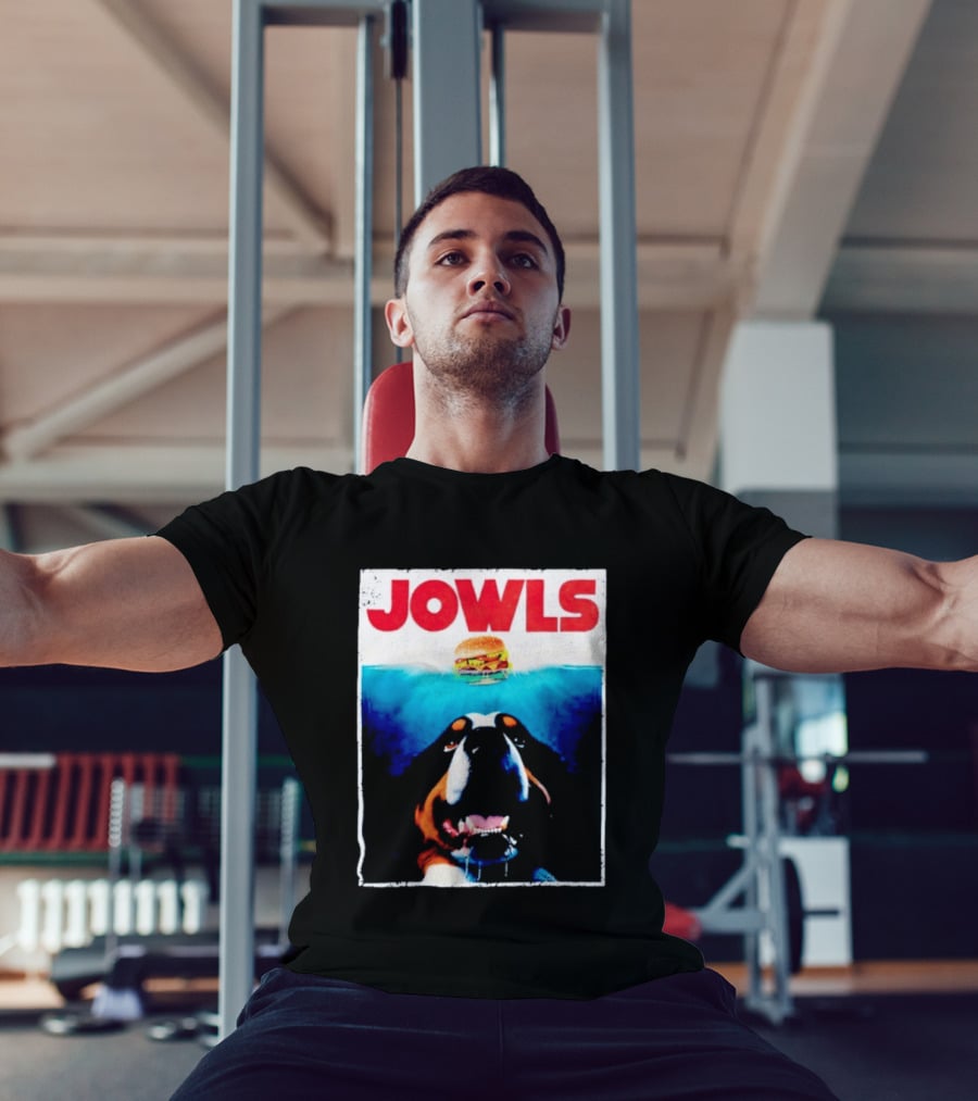 JOWLS Bernese Mountain Dog Burger Parody Jaws Movie T-Shirt