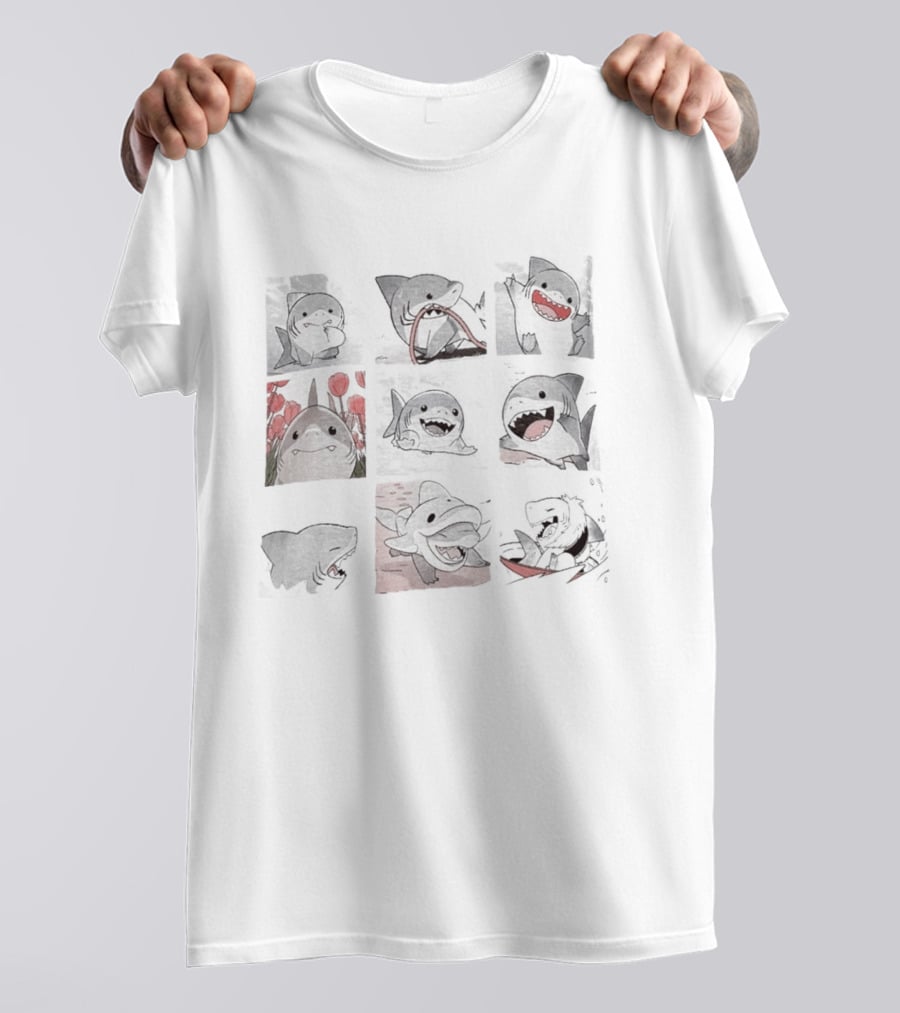Jeff The Land Shark Nine Panels With Cute Expressions T-Shirt