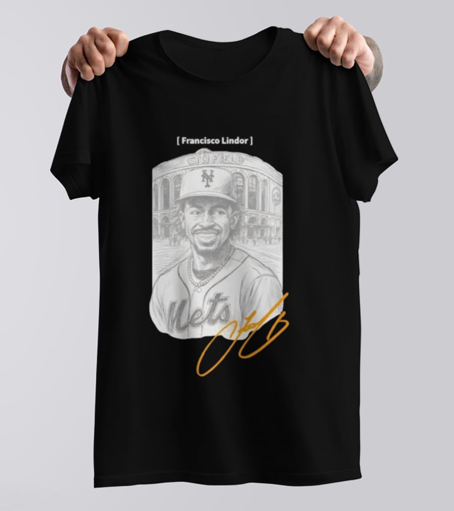Francisco Lindor New York Mets Citi Field Signature T-Shirt