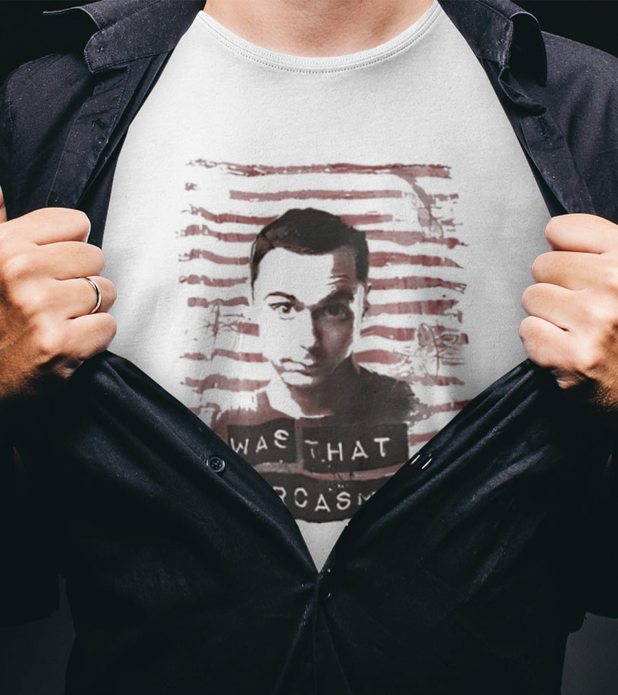 Sheldon Cooper Was That Sarcasm Iconic Quote Stripes T-Shirt