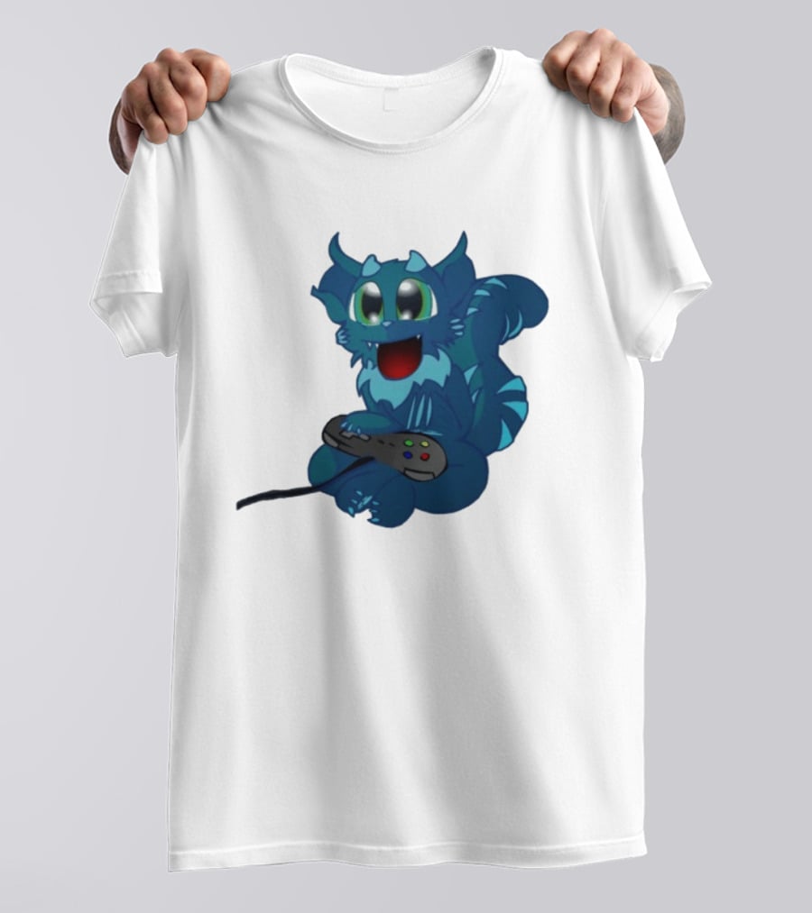 ThaBeast Gamer Blue Creature Playing Controller T-Shirt