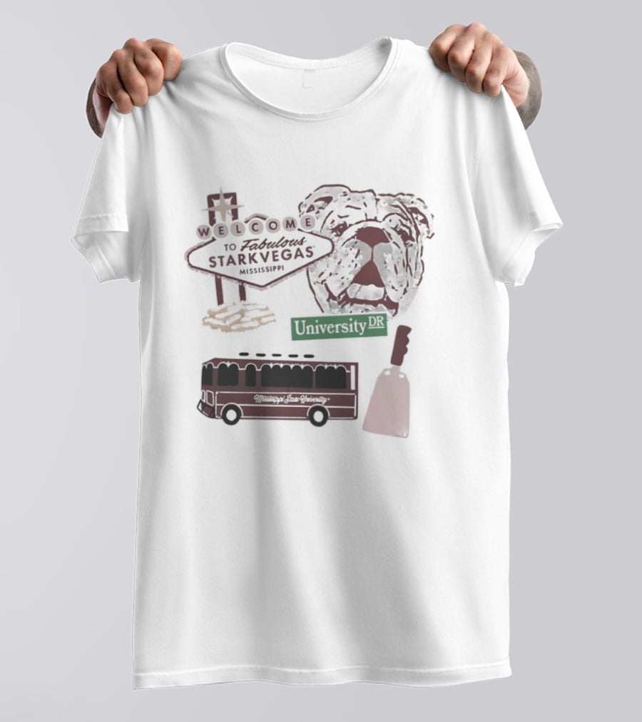 Welcome To Fabulous Stark Vegas Mississippi University DR Bulldog Trolley Cowbell T-Shirt