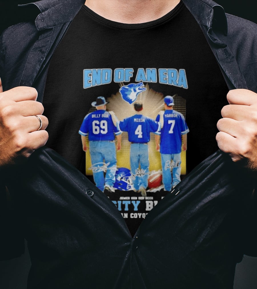 Varsity Blues End Of An Era West Canaan Coyotes Legends Billy Bob Moxon Harbor T-Shirt