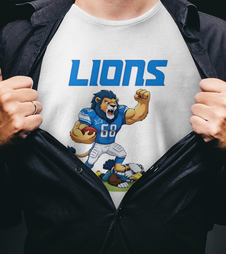 Detroit Lions Dominating Seahawks Rivalry Mascot Showdown T-Shirt