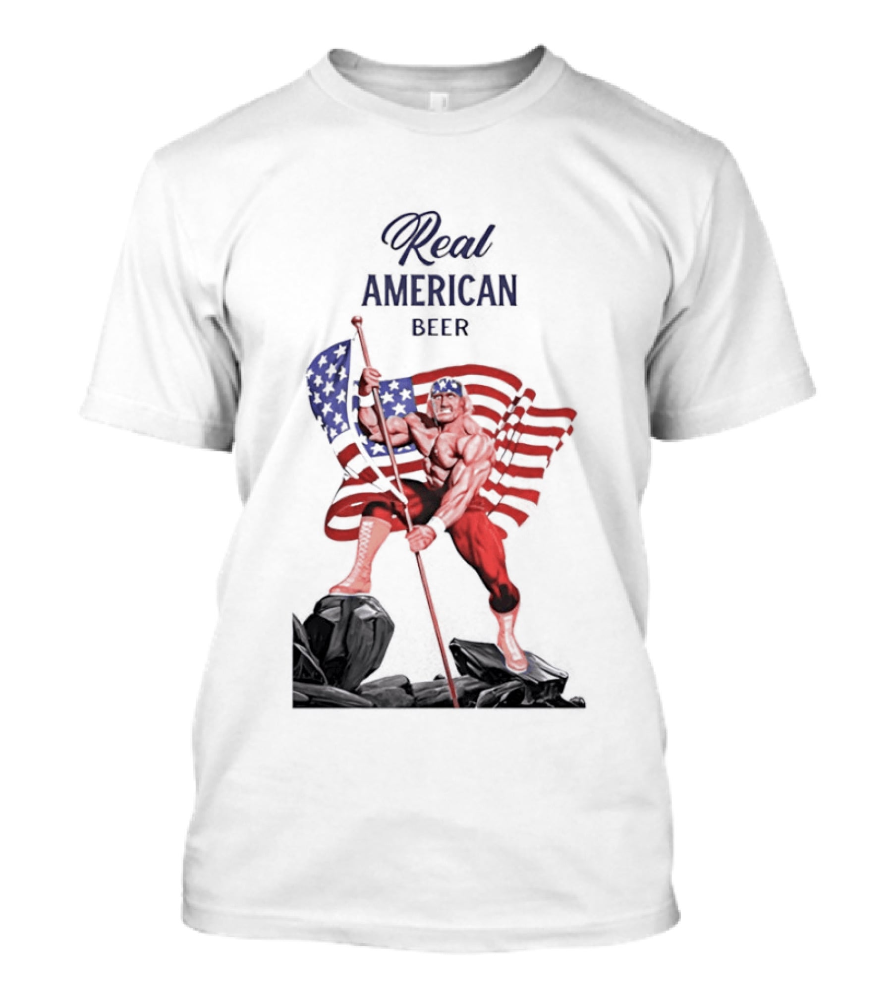 Real American Beer Hulk Hogan US Flag T-Shirt
