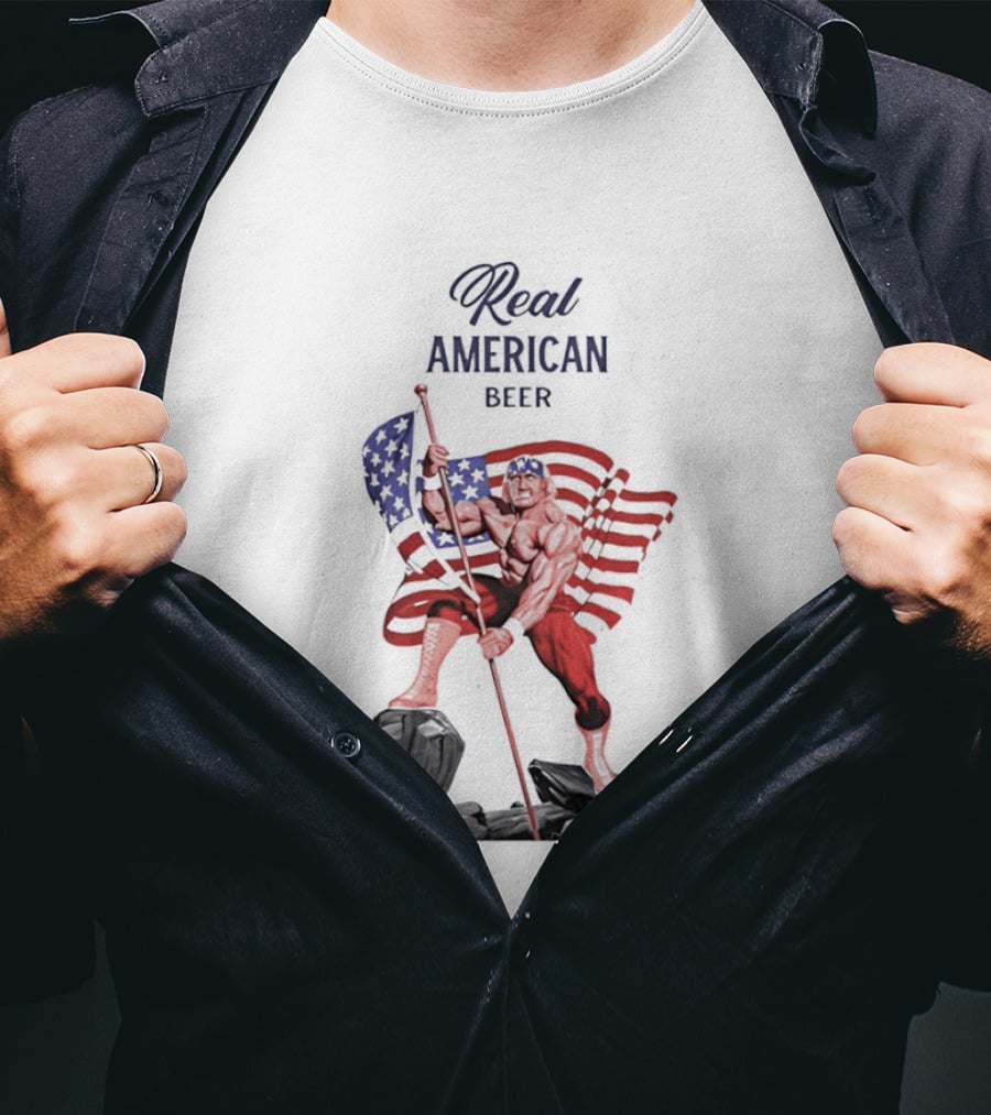 Real American Beer Hulk Hogan US Flag T-Shirt