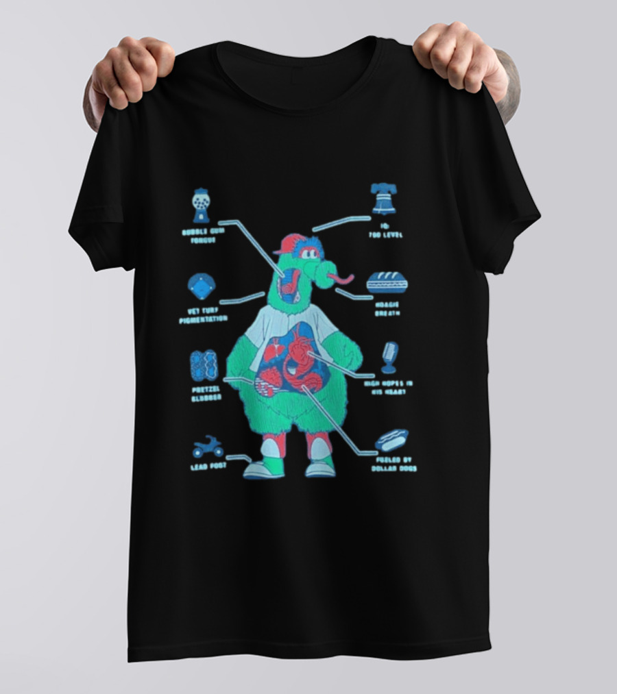 Philadelphia Phillies Phanatic Anatomy Of A Fuzz Monster T-Shirt