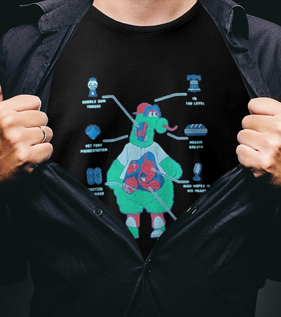 Philadelphia Phillies Phanatic Anatomy Of A Fuzz Monster T-Shirt