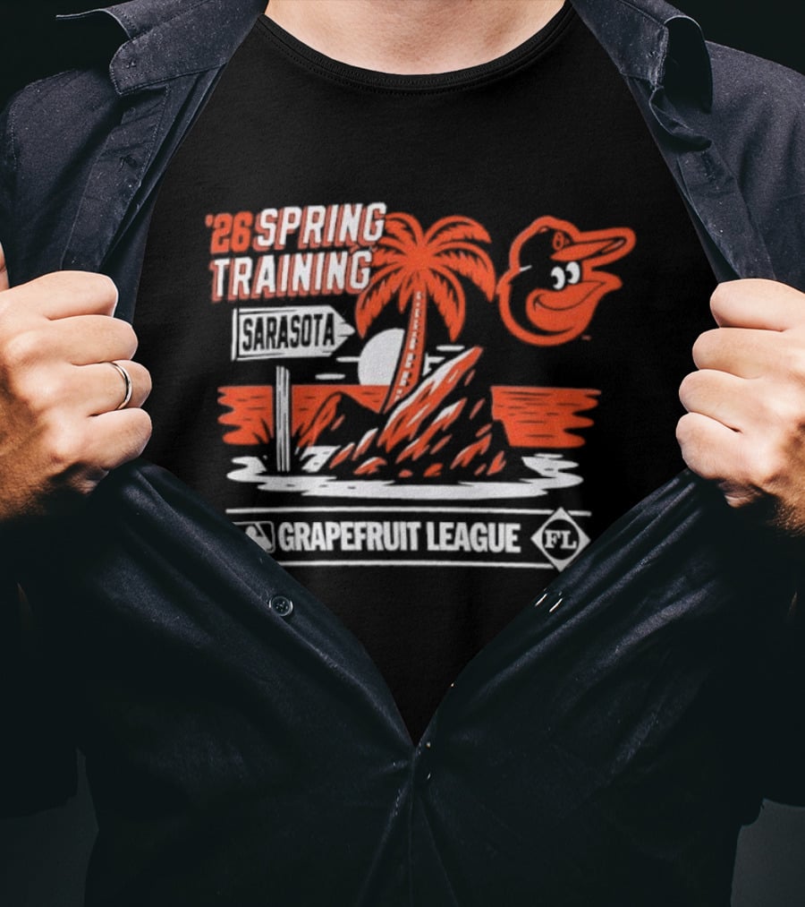 2026 Spring Training Baltimore Orioles Grapefruit League Retro Palm Beach T-Shirt