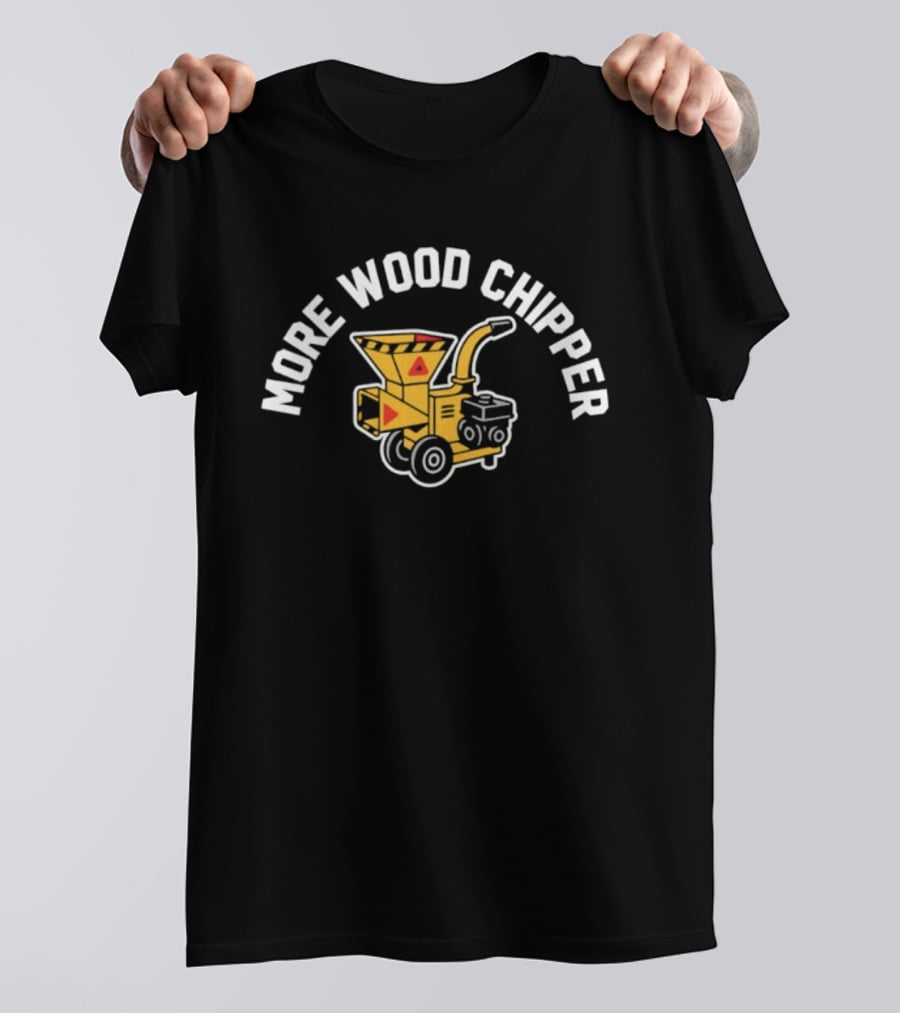 More Wood Chipper Machinery Icon With Yellow And Red Triangles T-Shirt