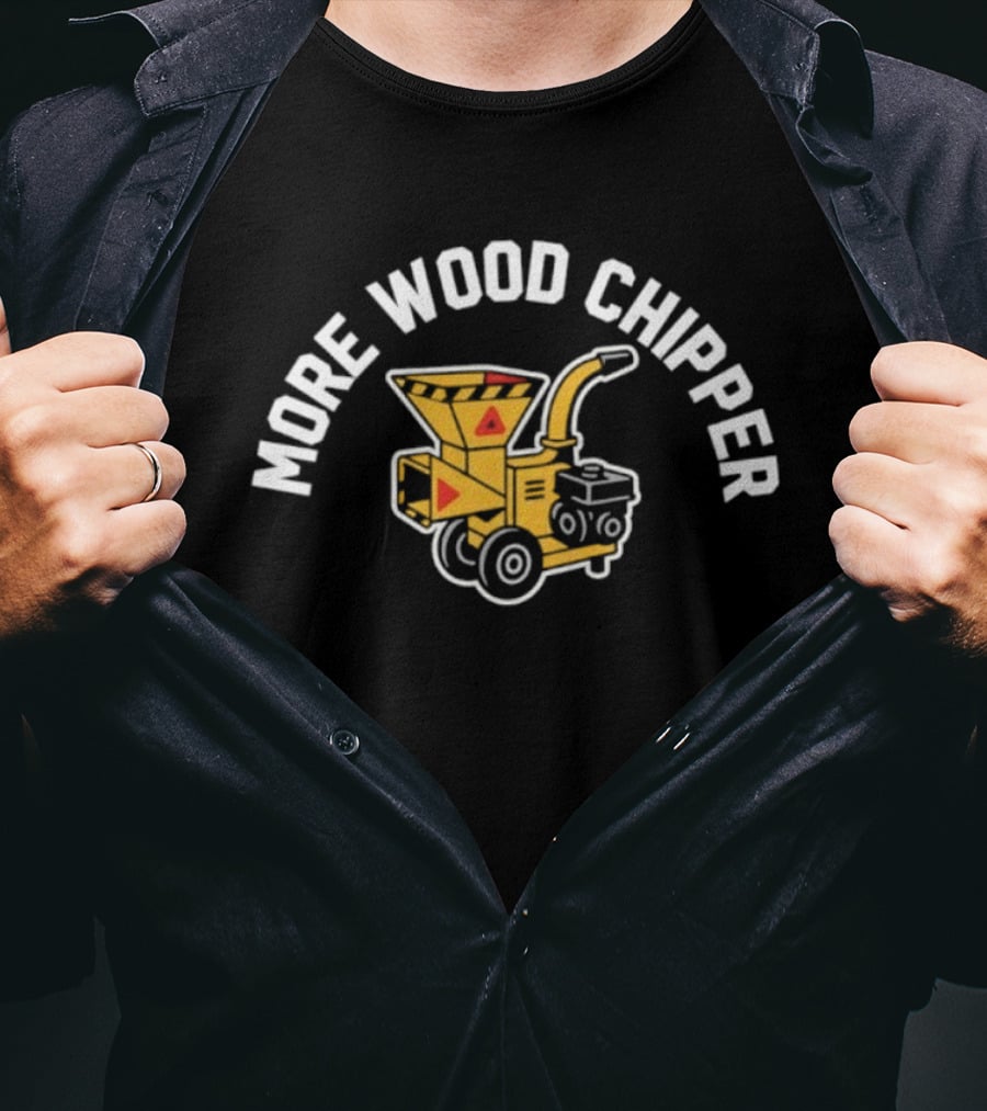 More Wood Chipper Machinery Icon With Yellow And Red Triangles T-Shirt