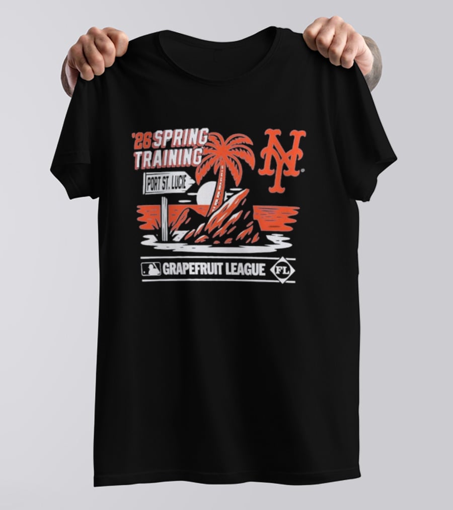 New York Mets 2026 Spring Training Grapefruit League Palm Tree Ocean T-Shirt