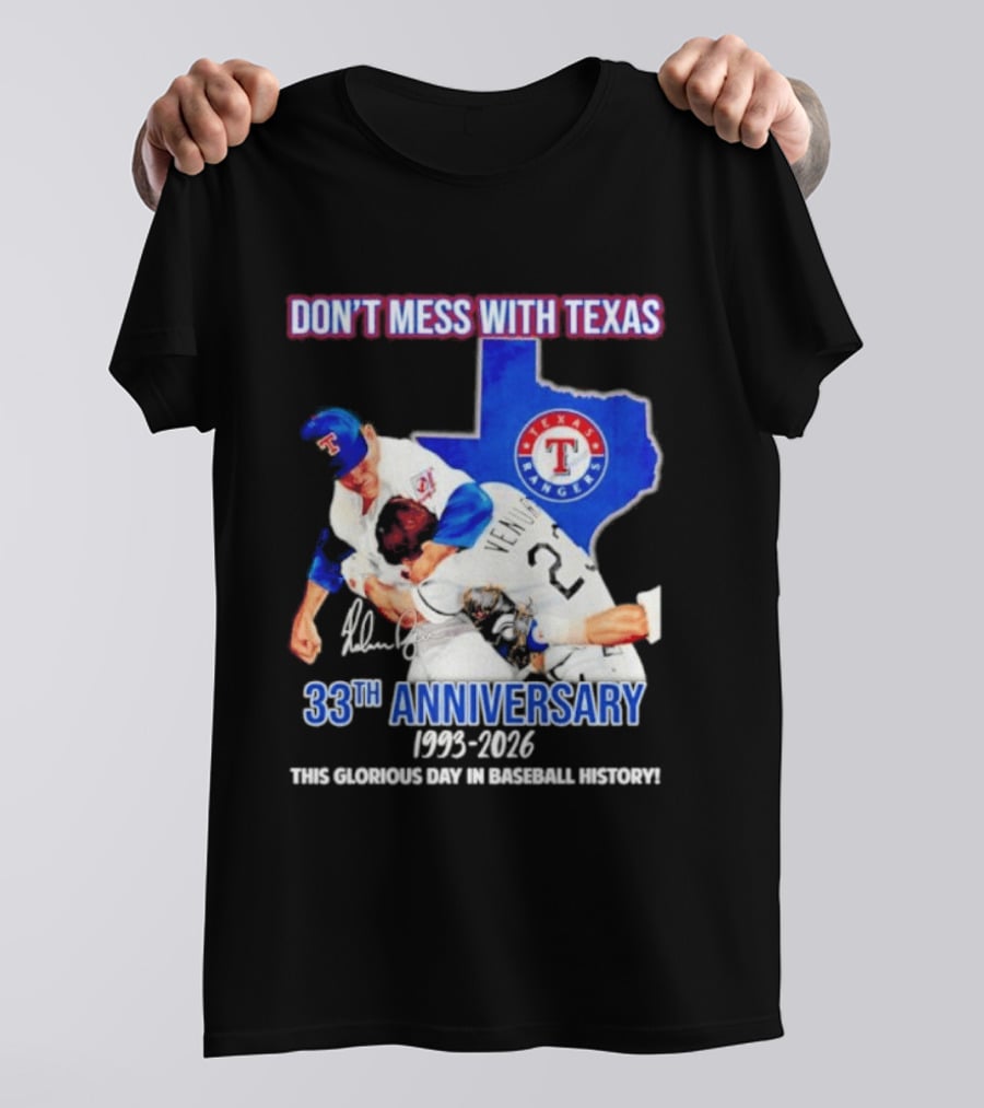 Nolan Ryan Robin Ventura Texas Rangers 33rd Anniversary 1993 2026 Baseball History T-Shirt