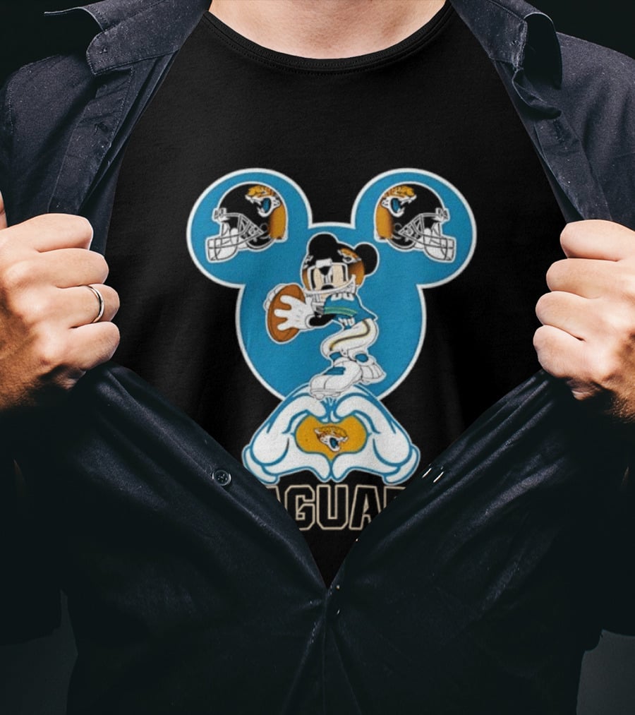 Mickey Mouse Jacksonville Jaguars Football Love Hands T-Shirt