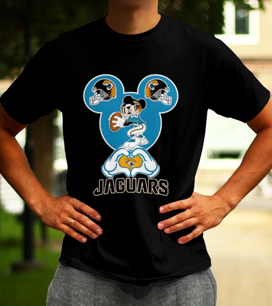 Mickey Mouse Jacksonville Jaguars Football Love Hands T-Shirt