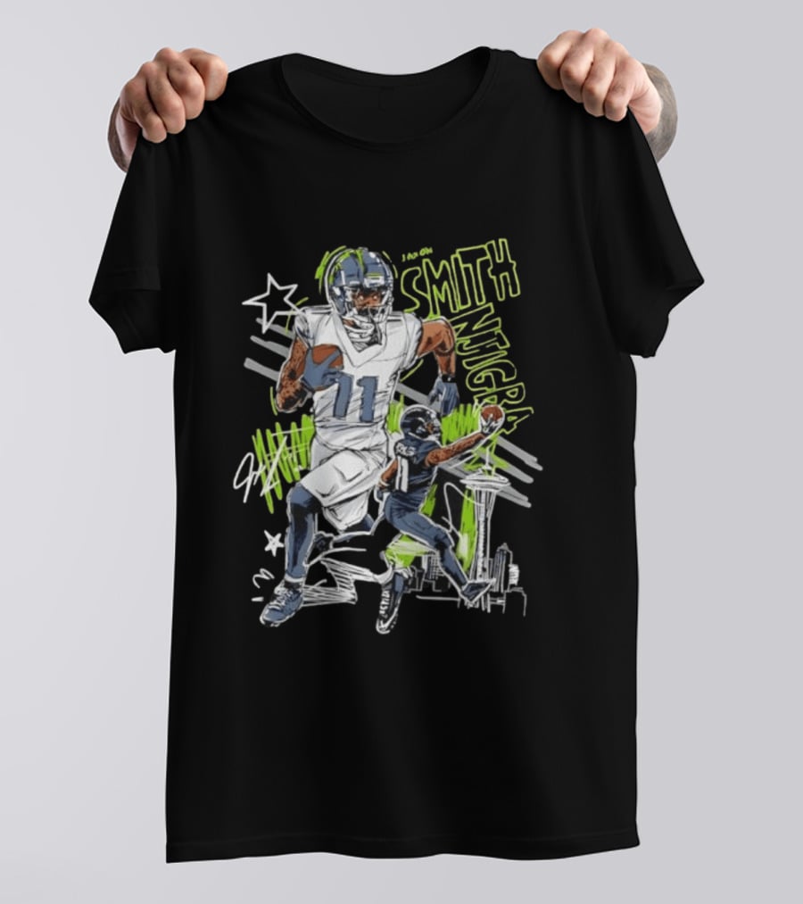 Jaxon Smith Njigba Seattle Seahawks 11 Scribble Football T-Shirt