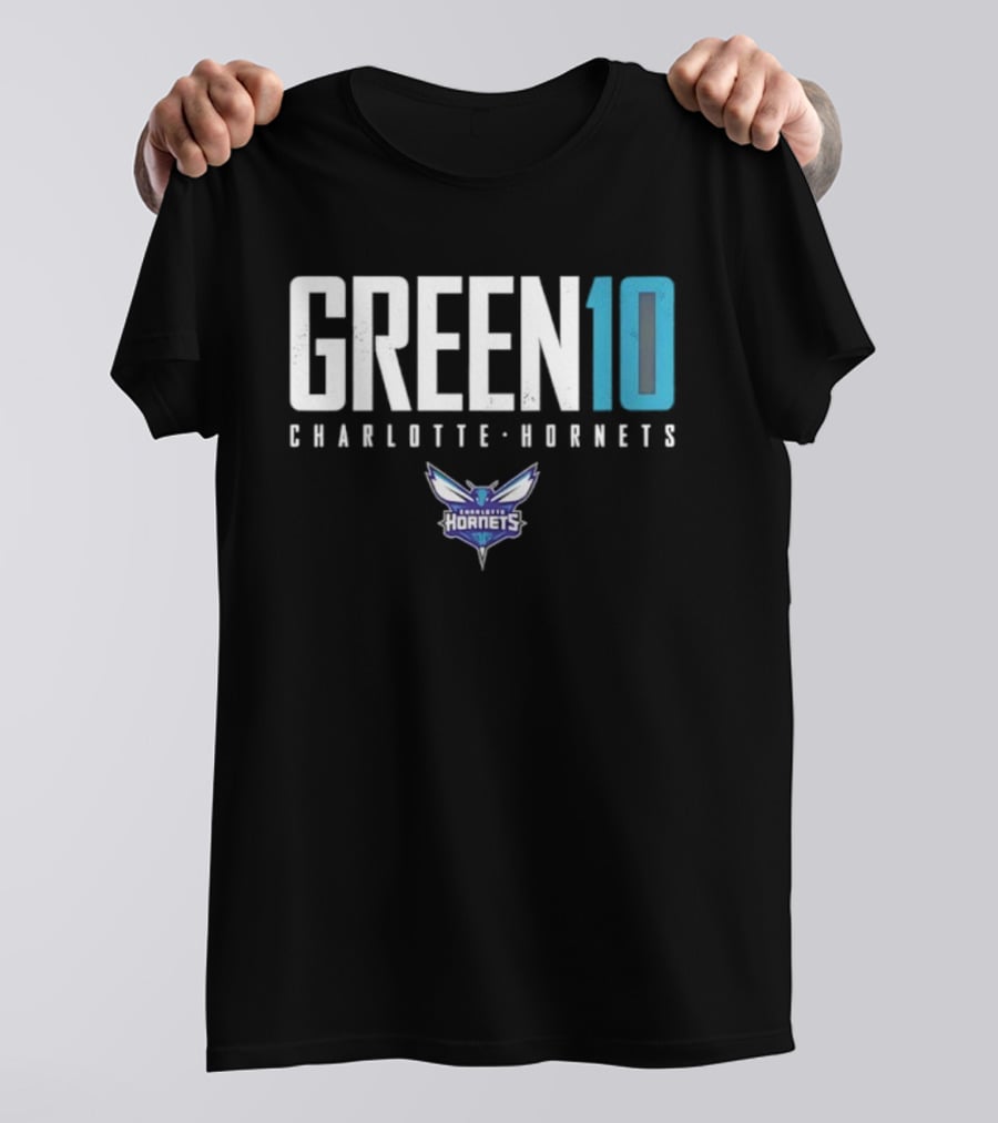 Green 10 Charlotte Hornets Basketball Iconic Number T-Shirt