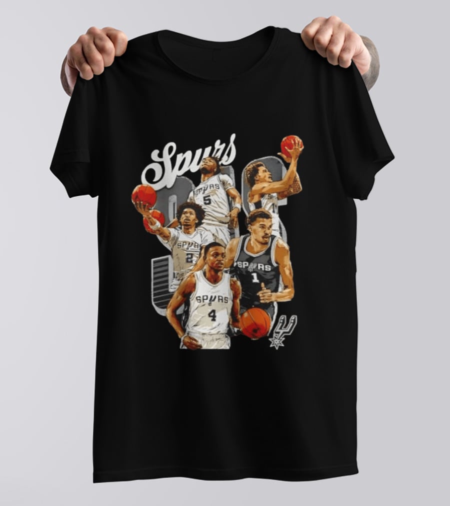 San Antonio Spurs 2026 Starting Five Team Players With Basketballs T-Shirt