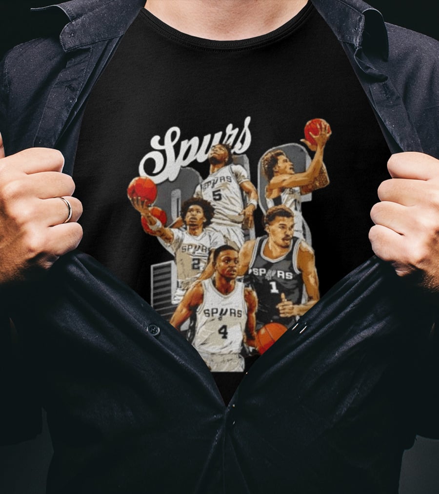 San Antonio Spurs 2026 Starting Five Team Players With Basketballs T-Shirt