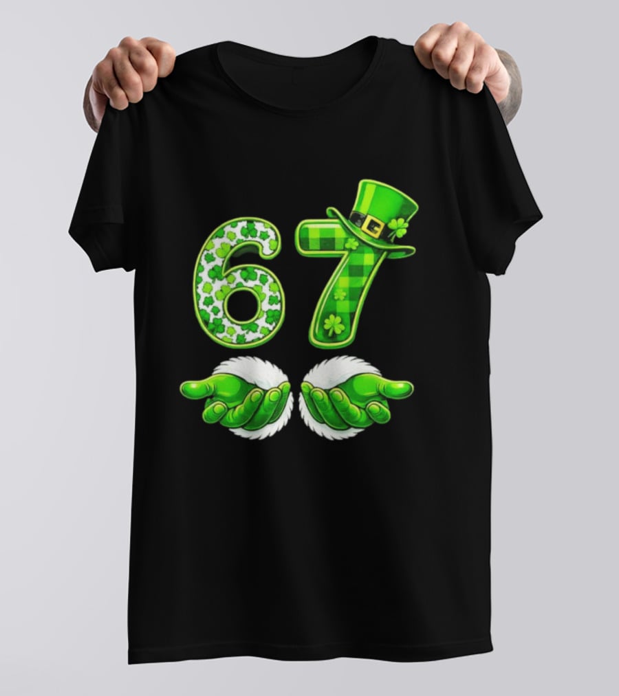 St Patricks Day 67 Shamrock Irish Clover Meme Green Hat Luck T-Shirt